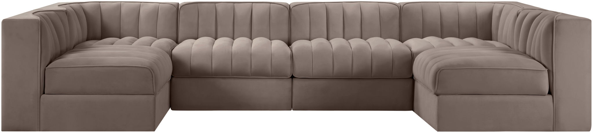 Rummi - Armless Velvet Performance Fabric Upholstered 6 Piece Modular Sectional - Stylish Home Furniture