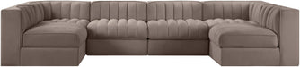 Rummi - Armless Velvet Performance Fabric Upholstered 6 Piece Modular Sectional - Stylish Home Furniture