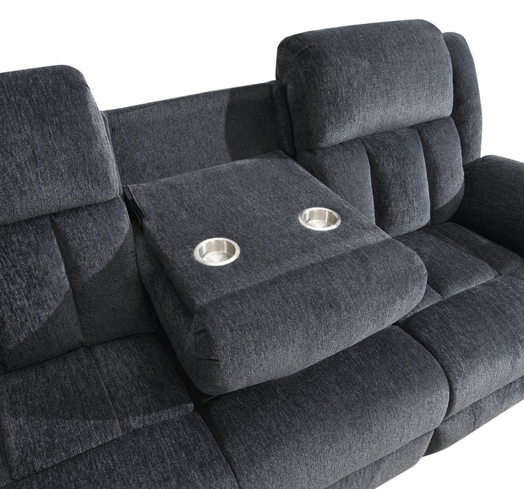 U179 - Motion Sofa With Drop Down Table - Charcoal Gray - Stylish Home Furniture
