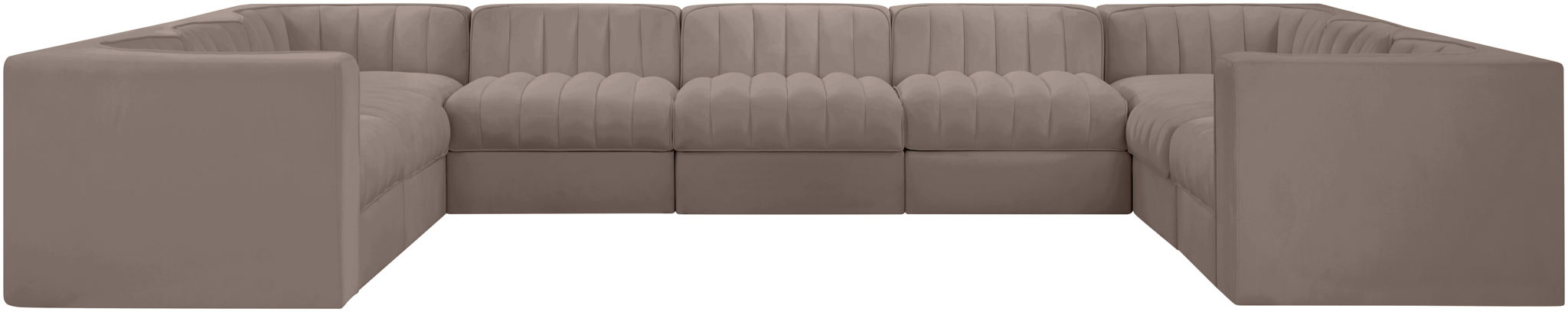 Rummi - Velvet Performance Fabric Upholstered 9 Piece Modular Sectional - Stylish Home Furniture