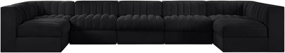Rummi - Velvet Performance Fabric Upholstered 7 Piece Modular Sectional (With 2 Corner Chairs) - Stylish Home Furniture