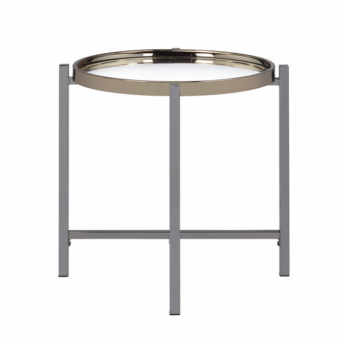 Edith - Round End Table - Dark Nickel