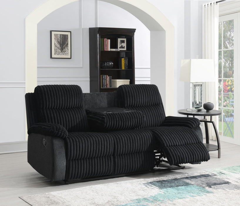 U181 - Corduroy Motion Sofa With Drop Down Table - Black