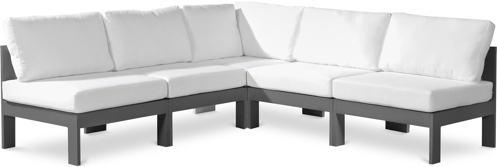 Nizuc - Outdoor Patio 5 Piece Modular Sectional With Gray Frame