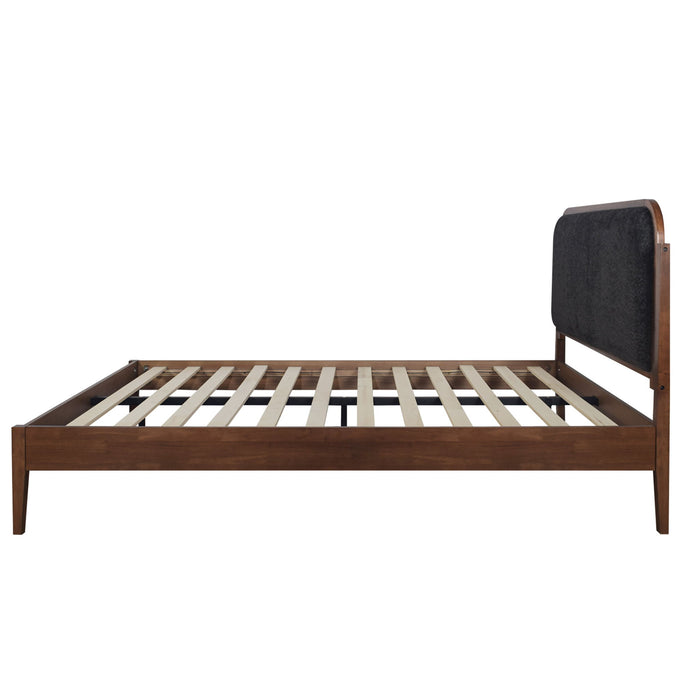 Hawthorne - 5/0 Queen Platform Bed With Chair arcoal Upholstered Headboard - Brown - Stylish Home Furniture