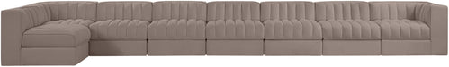 Rummi - Velvet Performance Fabric Upholstered 8 Piece Modular Sectional, L-Shaped (Right) - Stylish Home Furniture