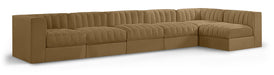 Rummi - Velvet Performance Fabric Upholstered 6 Piece Modular Sectional, L-Shaped (Right) - Stylish Home Furniture