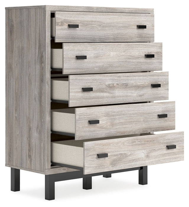 Vessalli - Black / Gray - Five Drawer Wide Chest