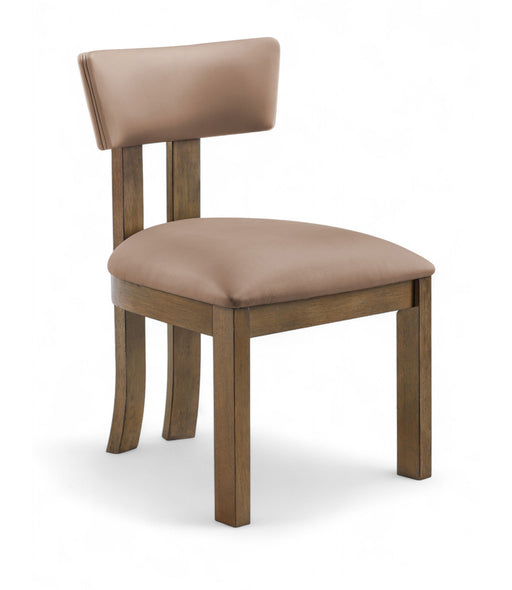 Lavrin - Vegan Leather Upholstered Dining Side Chair (Set of 2) - Walnut Base