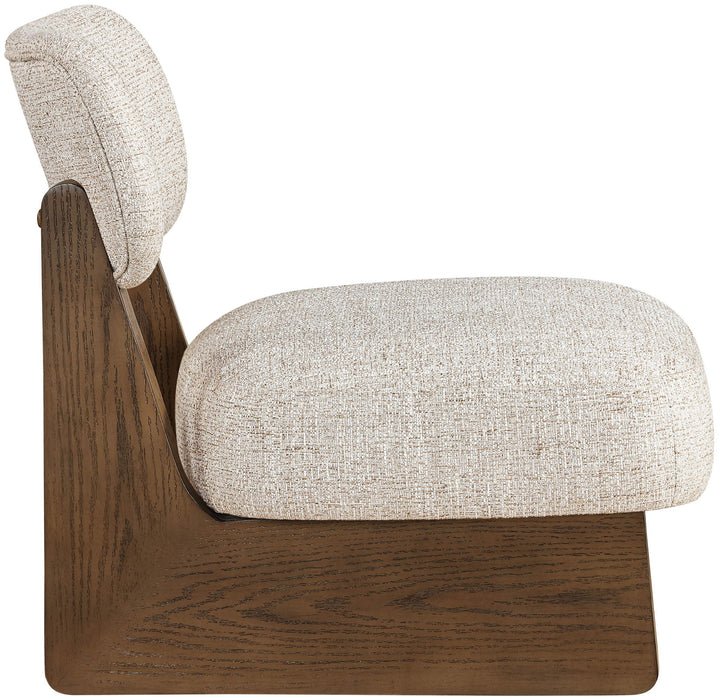 Vetra - Linen Textured Fabric Upholstered Accent Chair With Brown Base - Stylish Home Furniture