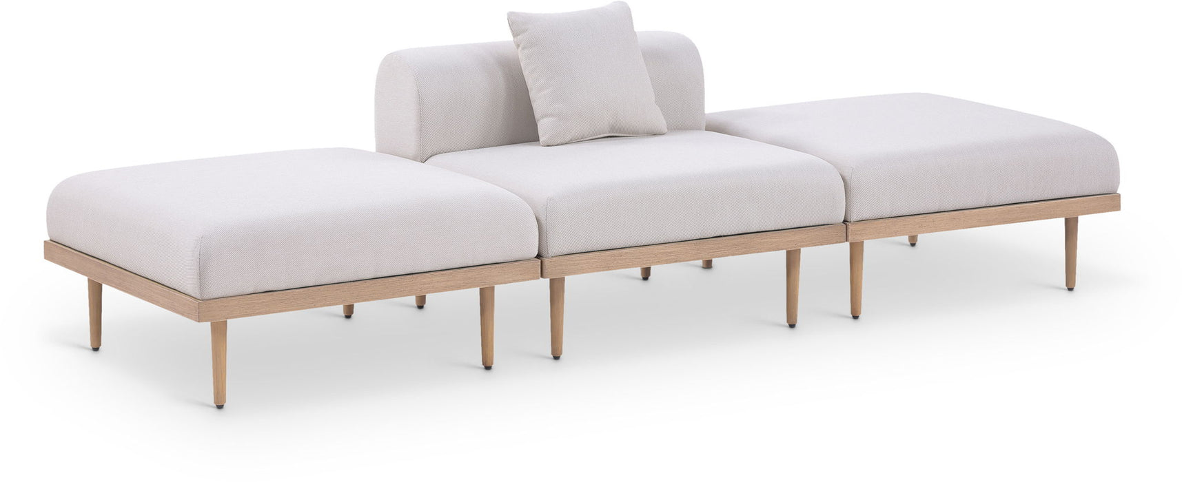 Laguna - 3 Piece Resilient Water Resistant Fabric Outdoor Patio Armless Modular Sofa