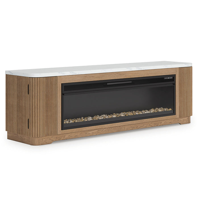 Camdill - 80" TV Stand With Electric Fireplace - Light Brown - Stylish Home Furniture