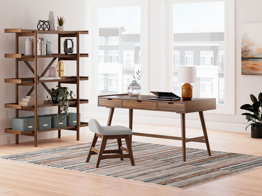 Lyncott - 3 Pc. - Home Office Desk, Chair, Bookcase - Brown - Stylish Home Furniture