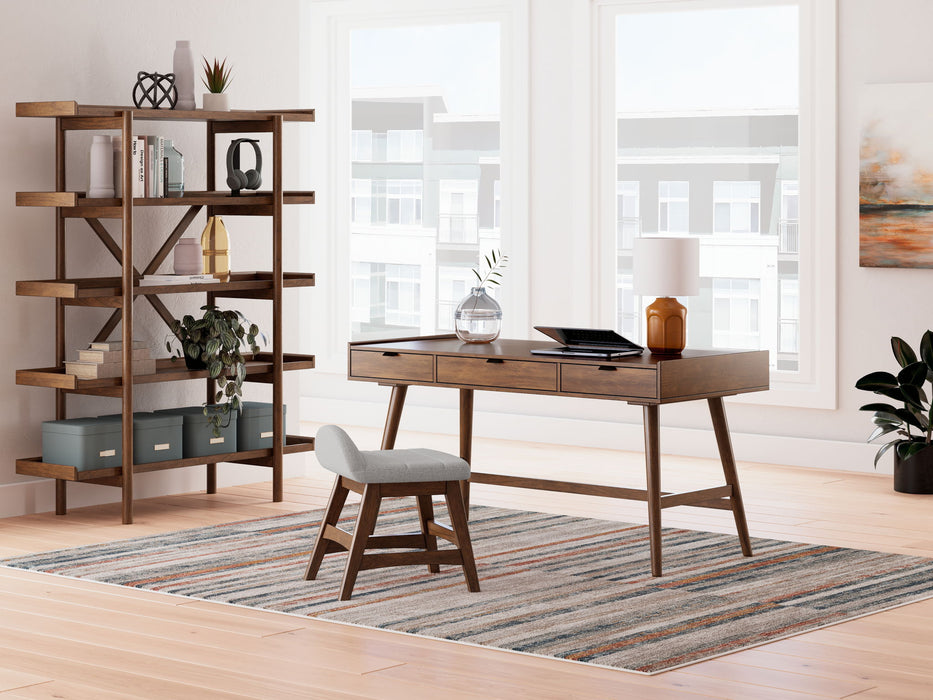 Lyncott - 3 Pc. - Home Office Desk, Chair, Bookcase - Brown - Stylish Home Furniture