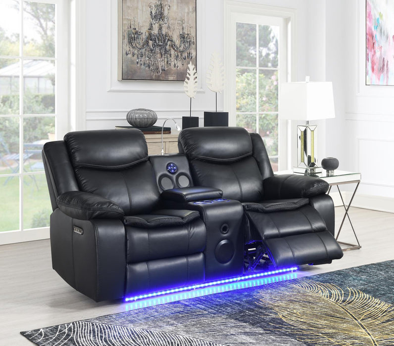 U100 - Power Reclining Loveseat With LED Light & Speaker - Black