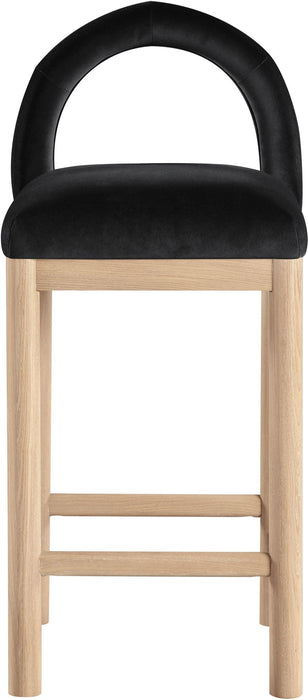 Conrad - Velvet Counter Stool With Natural Legs