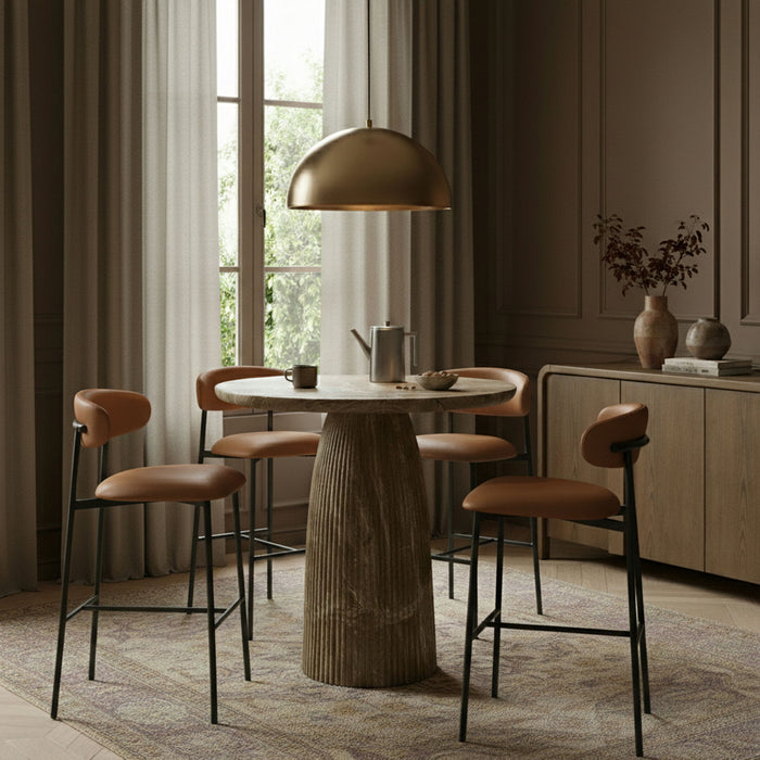 Lupita - Vegan Leather Upholstered Bar Stool With Matte Black Frame (Set of 2)