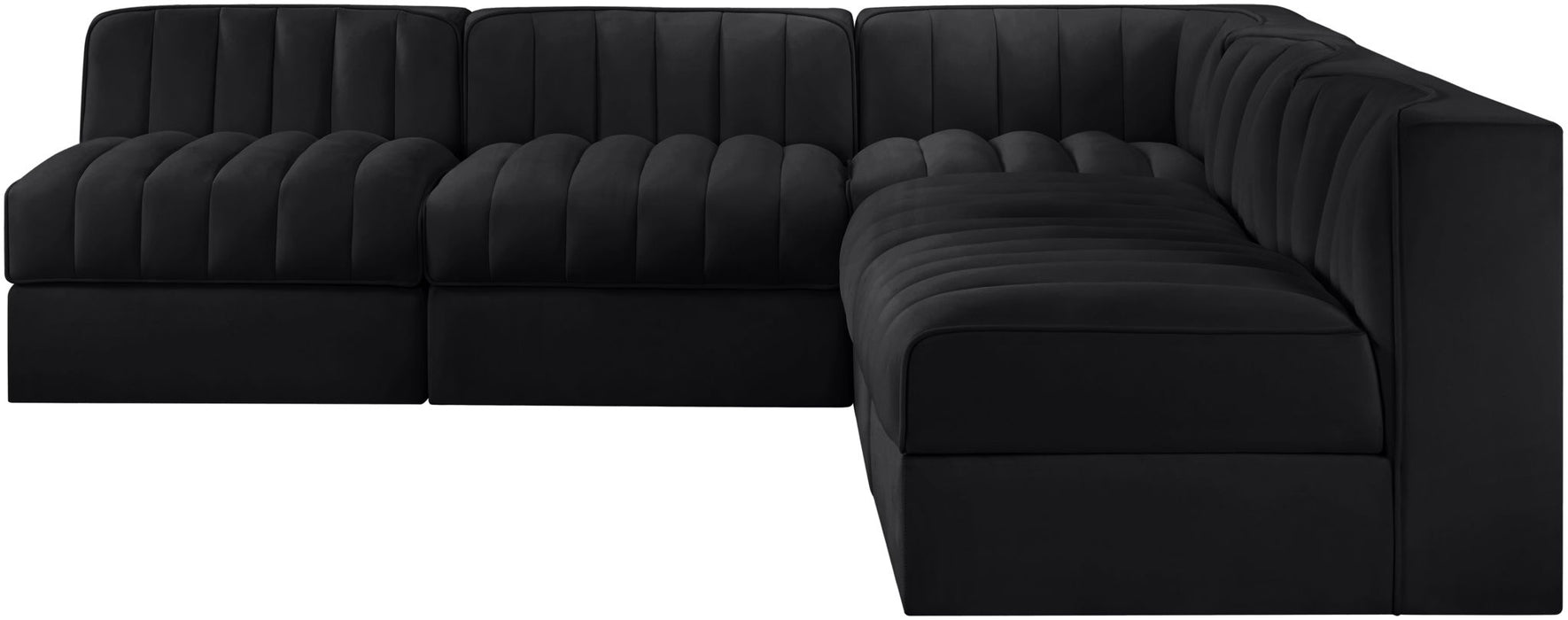 Rummi - Armless Velvet Performance Fabric Upholstered 5 Piece Modular Sectional - Stylish Home Furniture