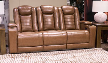 Gruaro - Power Reclining Sofa With Adjustable Headrest - Amber - Stylish Home Furniture