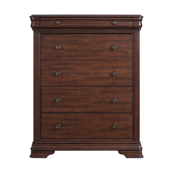 Phillipe - 5-Drawer Chest - Cherry - Stylish Home Furniture