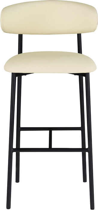 Lupita - Vegan Leather Upholstered Bar Stool (Set of 2) - Cream / Matte Black