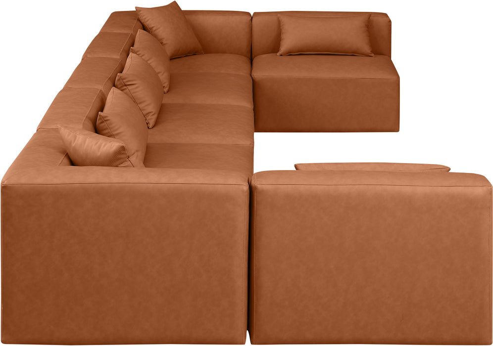 Cube - 7 Piece Modular U-Shaped Sectional - Cognac