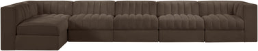Rummi - Velvet Performance Fabric Upholstered 6 Piece Modular Sectional, L-Shaped (Right) - Stylish Home Furniture