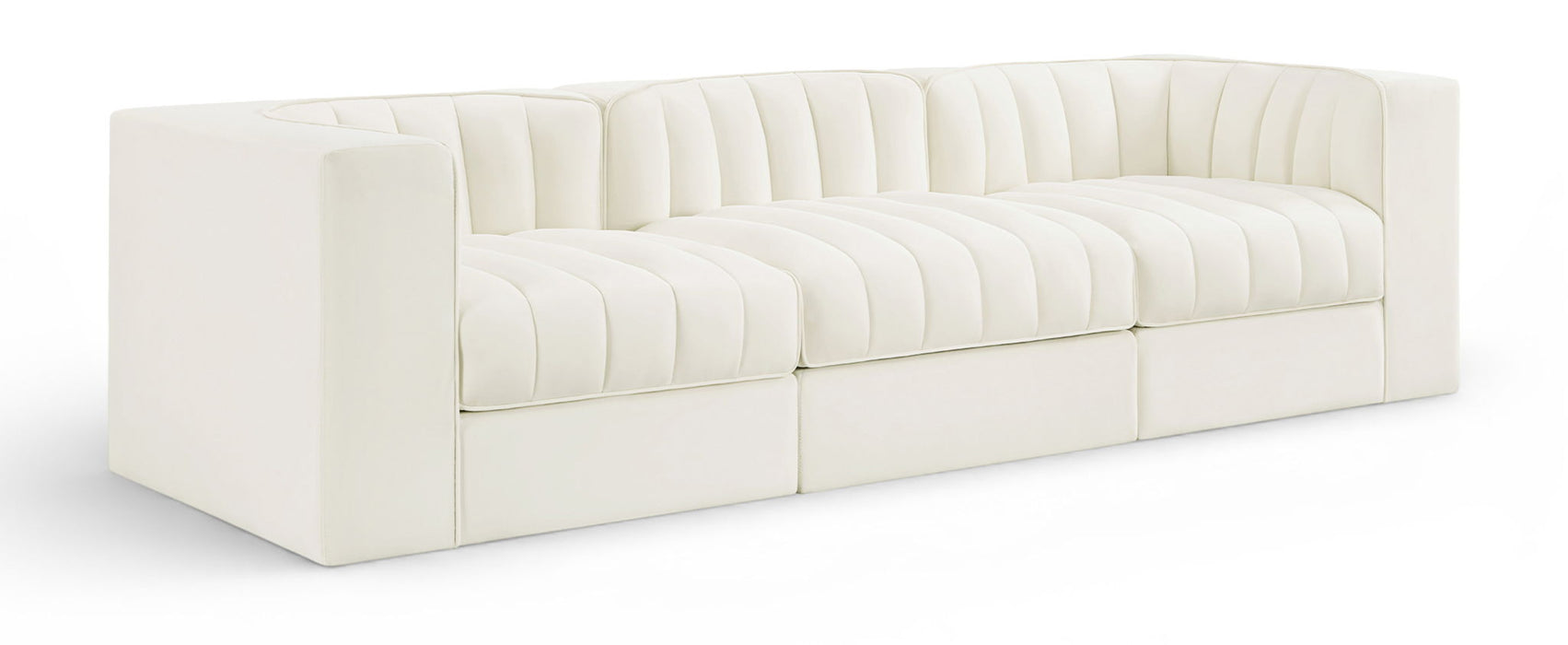 Rummi - Velvet Performance Fabric Upholstered 3 Piece Modular Sofa - Stylish Home Furniture