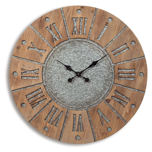 Payson - Wall Clock - Antique Gray / Natural - Stylish Home Furniture