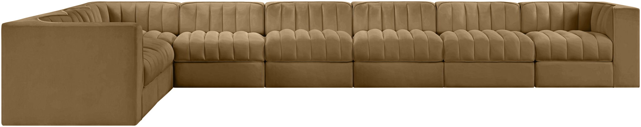Rummi - Velvet Performance Fabric Upholstered 8 Piece Modular Sectional (With 3 Corner Chairs) - Stylish Home Furniture
