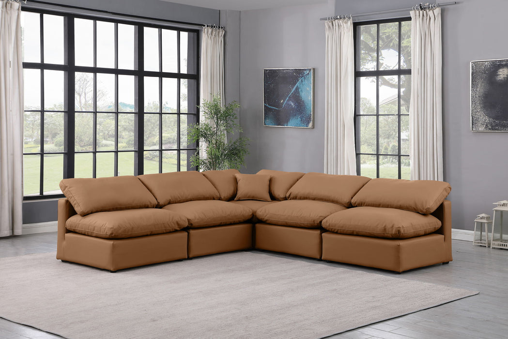 Indulge - Faux Leather 5 Piece Modular Corner Armless Sectional