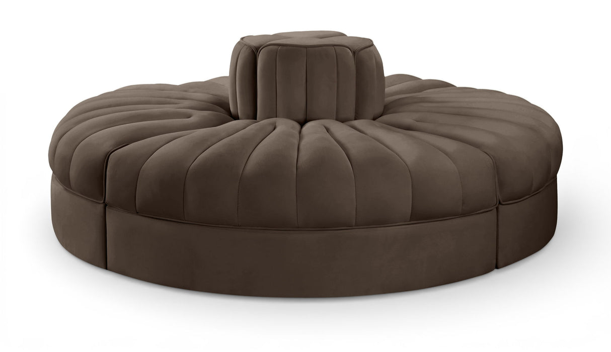 Rummi - Round Velvet Performance Fabric Upholstered 4 Piece Modular Sofa - Stylish Home Furniture