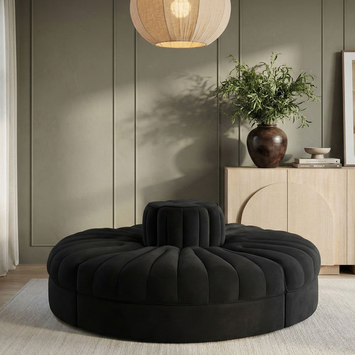 Rummi - Round Velvet Performance Fabric Upholstered 4 Piece Modular Sofa - Stylish Home Furniture