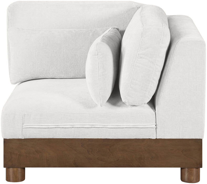 Turin - Chenille Fabric Upholstered Modular Corner Chair - Walnut Base - Stylish Home Furniture