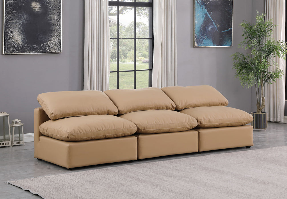 Indulge - Faux Leather 3 Piece Modular Armless Sofa - Tan - Stylish Home Furniture