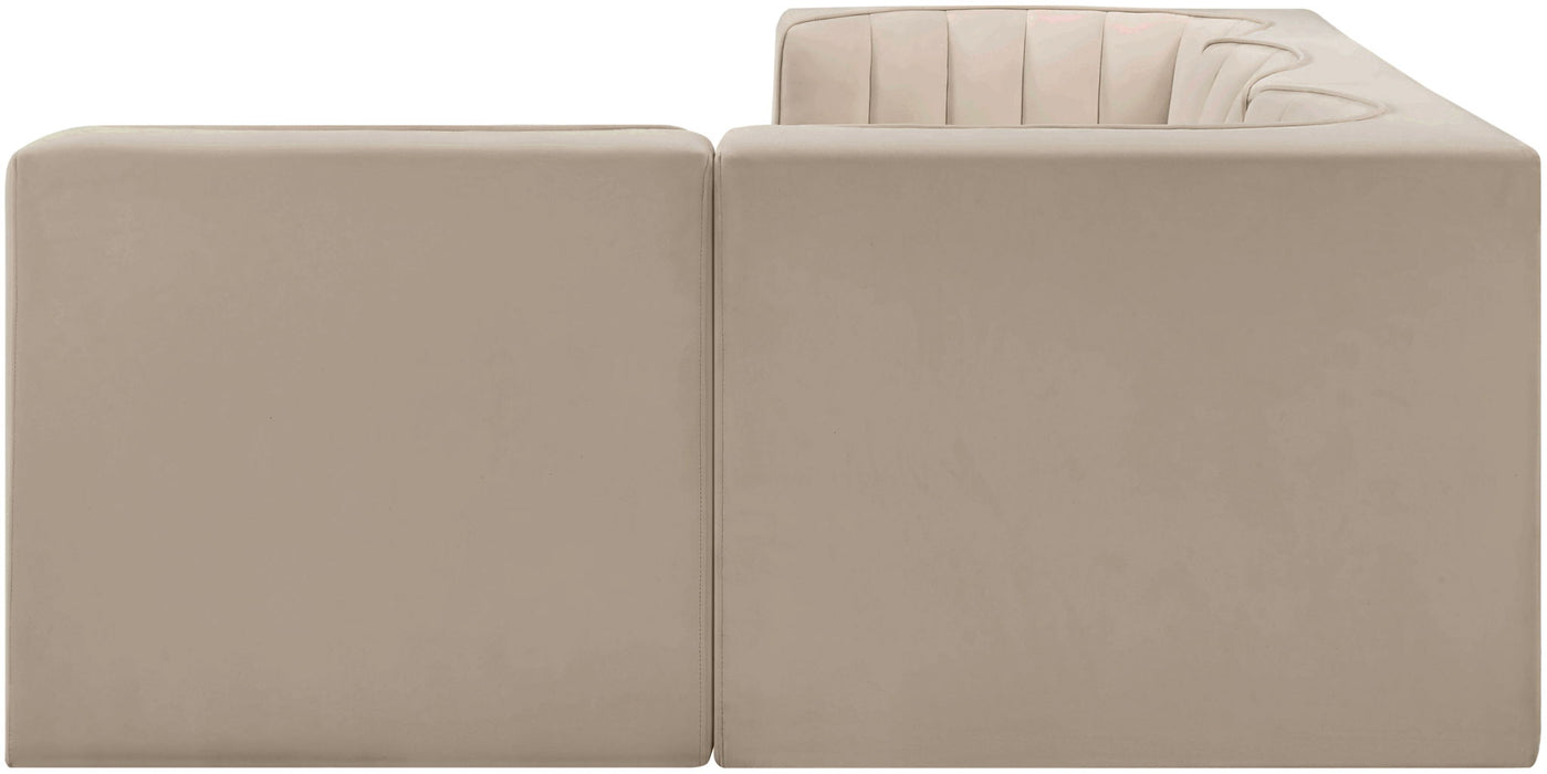 Rummi - Velvet Performance Fabric Upholstered 4 Piece Modular Sectional - Stylish Home Furniture