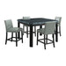 Francesca - Square 5 Piece Counter Height Dining Set, Table & Four PU Chairs - Gray / Marble - Stylish Home Furniture