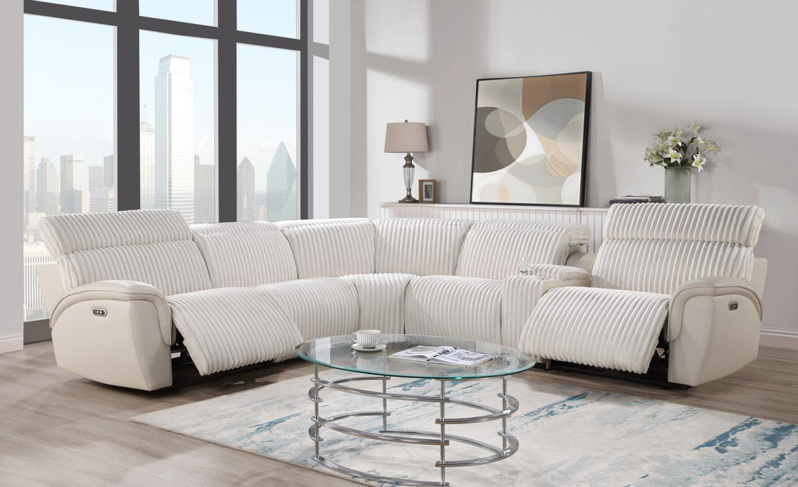 U14 - 6 Piece Power Reclining Sectional With Power Headrest - White