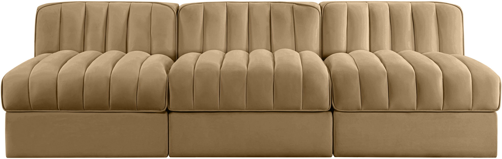 Rummi - Velvet Performance Fabric Upholstered 3 Piece Modular Armless Sofa - Stylish Home Furniture