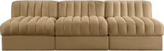 Rummi - Velvet Performance Fabric Upholstered 3 Piece Modular Armless Sofa - Stylish Home Furniture