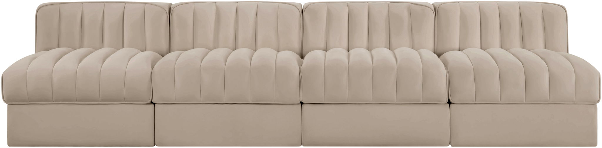 Rummi - Armless Velvet Performance Fabric Upholstered 4 Piece Modular Sofa - Stylish Home Furniture