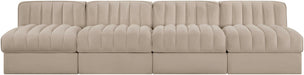 Rummi - Armless Velvet Performance Fabric Upholstered 4 Piece Modular Sofa - Stylish Home Furniture