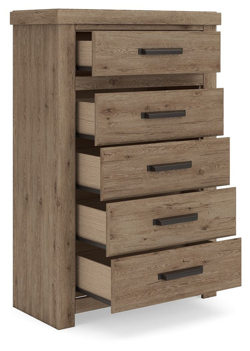 Oliandon - Five Drawer Chest - Light Brown - Stylish Home Furniture