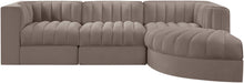 Rummi - Velvet Performance Fabric Upholstered 4 Piece Modular Sectional, With Reverse Corner Chair - Stylish Home Furniture
