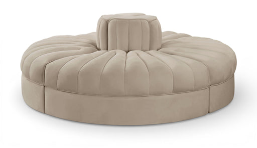 Rummi - Round Velvet Performance Fabric Upholstered 4 Piece Modular Sofa - Stylish Home Furniture