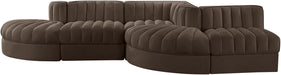 Rummi - Rounded Velvet Performance Fabric Upholstered 5 Piece Modular Sectional - Stylish Home Furniture