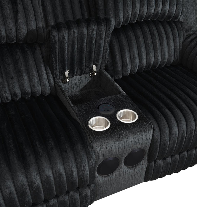 U161 - Corduroy Power LED Reclining Chair - Black - Stylish Home Furniture