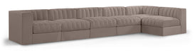 Rummi - Velvet Performance Fabric Upholstered 6 Piece Modular Sectional, L-Shaped (Right) - Stylish Home Furniture