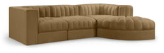 Rummi - Velvet Performance Fabric Upholstered 4 Piece Modular Sectional, With Reverse Corner Chair - Stylish Home Furniture