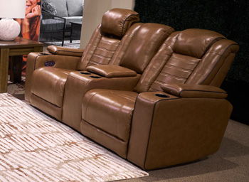 Gruaro - Power Reclining Loveseat With Console / Adjustable Headrest - Amber - Stylish Home Furniture